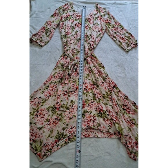 J Jill Dress Womens Large Cream Midi Pebble Hydrangea Floral Pockets Cottagecore - Picture 13 of 13